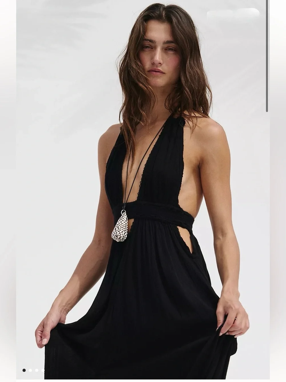 Free People look into the sun black gauze maxi dress Large